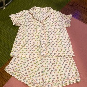Roller Rabbit pj shorts set Stoney clover LN size M palm trees hearts multi